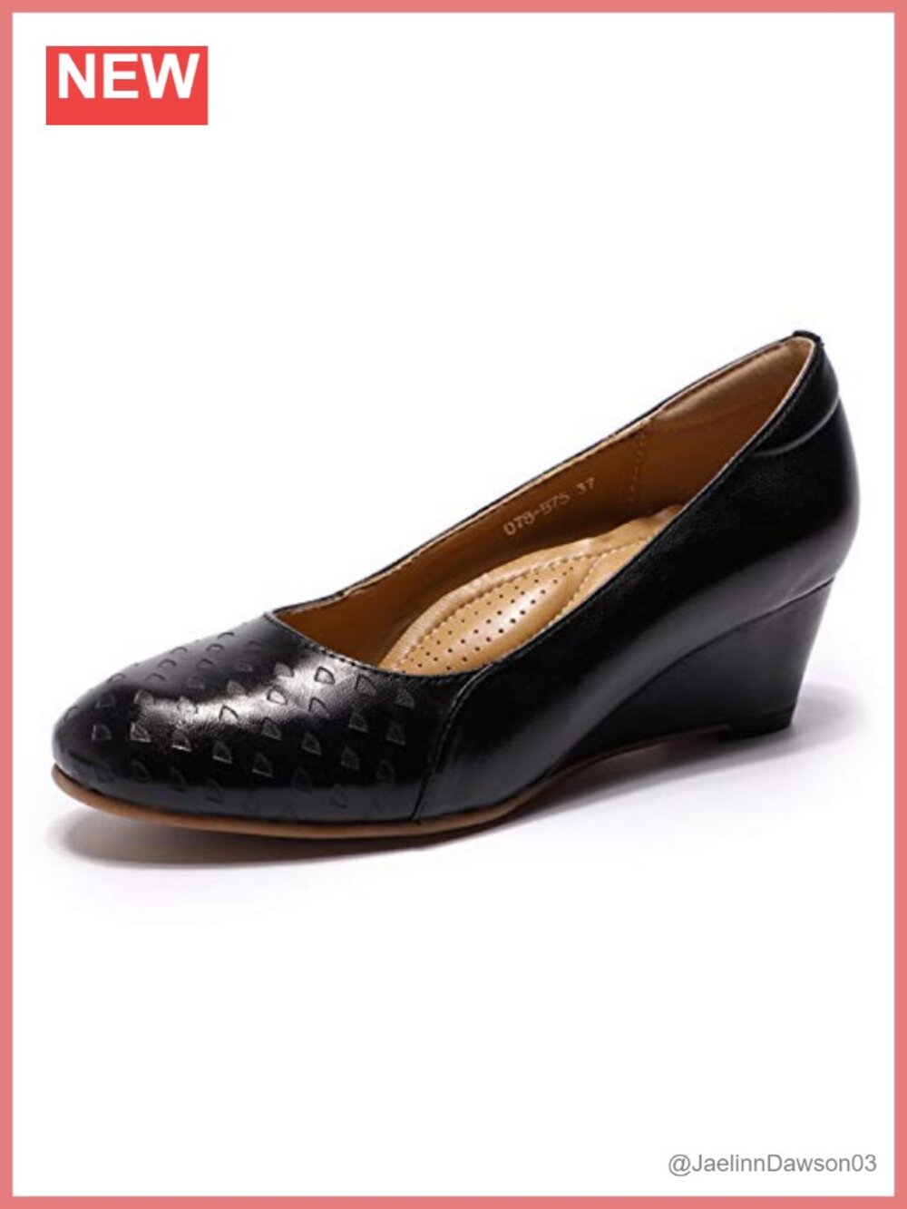 Handmade Leather Wedge Pumps Mid Heel Round Toe Comfort Dress Shoes